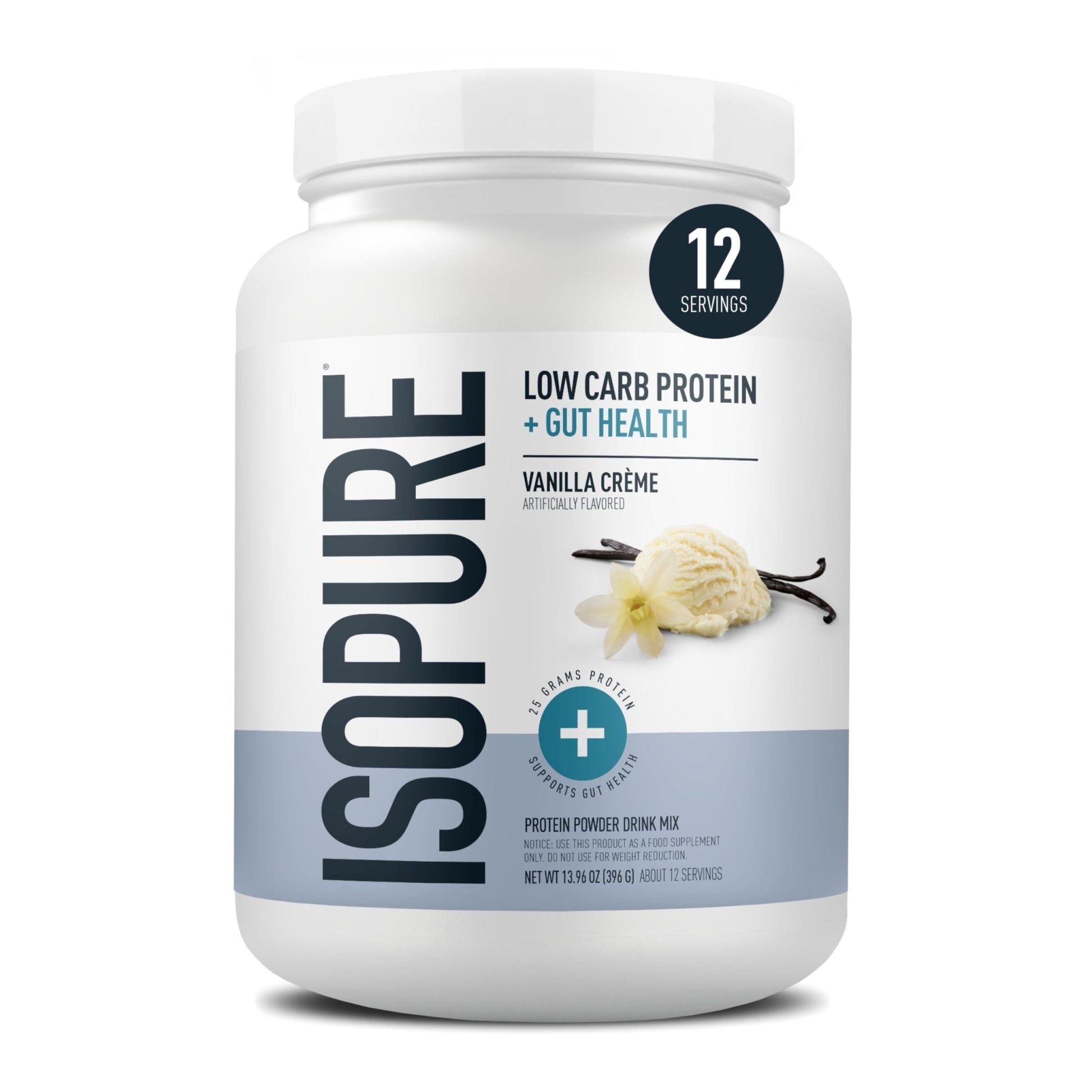 Isopure Protein + Gut Health & Immune Support Powder, Vanilla Crème, 25g Whey Protein with Prebiotics & Vitamins, 12 Servings (Pack of 1) - Maple Wellness Supplements