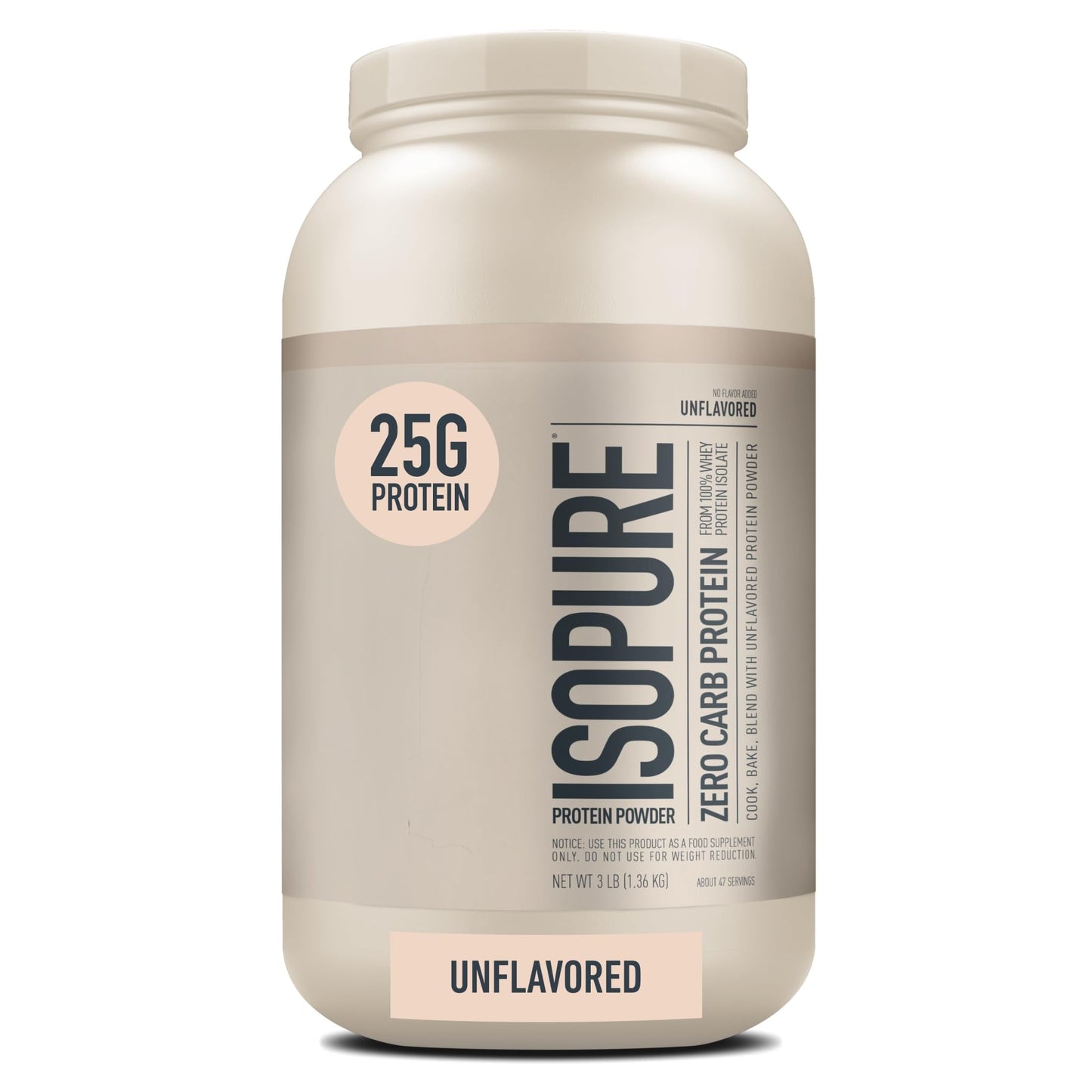 Isopure Unflavored Protein, 25g Whey Isolate, Zero Carb & Keto Friendly, 47 Servings - Maple Wellness Supplements