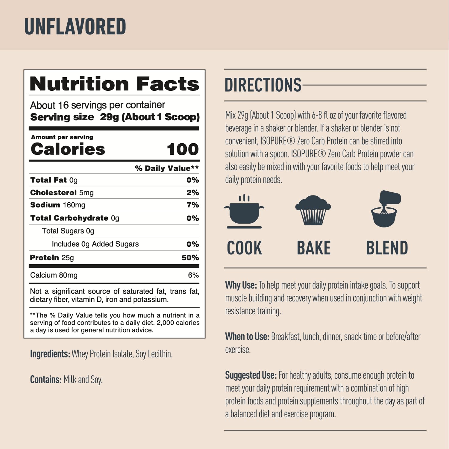 Isopure Unflavored Protein, Whey Isolate, 25g Protein, Zero Carb & Keto Friendly - Maple Wellness Supplements