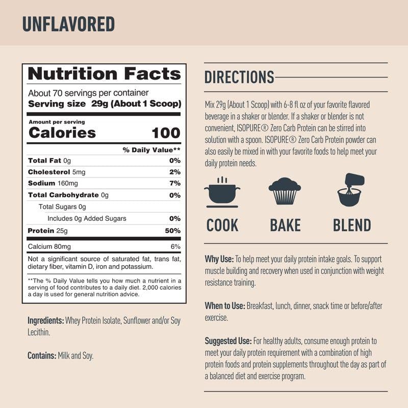 Isopure Zero Carb Unflavored 4.5lb, 70 Servings - Maple Wellness Supplements