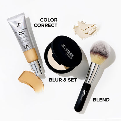 IT Cosmetics Bye Bye Pores Pressed Finishing Powder - Universal Translucent Shade - Contains Anti-Aging Peptides, Hydrolyzed Collagen & Antioxidants - 0.31 oz - Maple Wellness Supplements