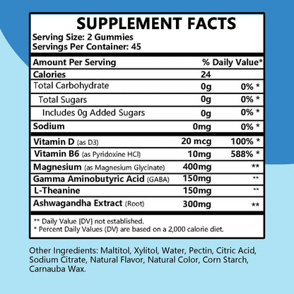 Itiban Cortisol Supplements for Women, Calm Magnesium Glycinate Gummies, Ashwagandha, L-Theanine, GABA, D3, B6, Mood Anxiety Sleep Relax, Raspberry Flavour, Vegan 90 Gummies - Maple Wellness Supplements