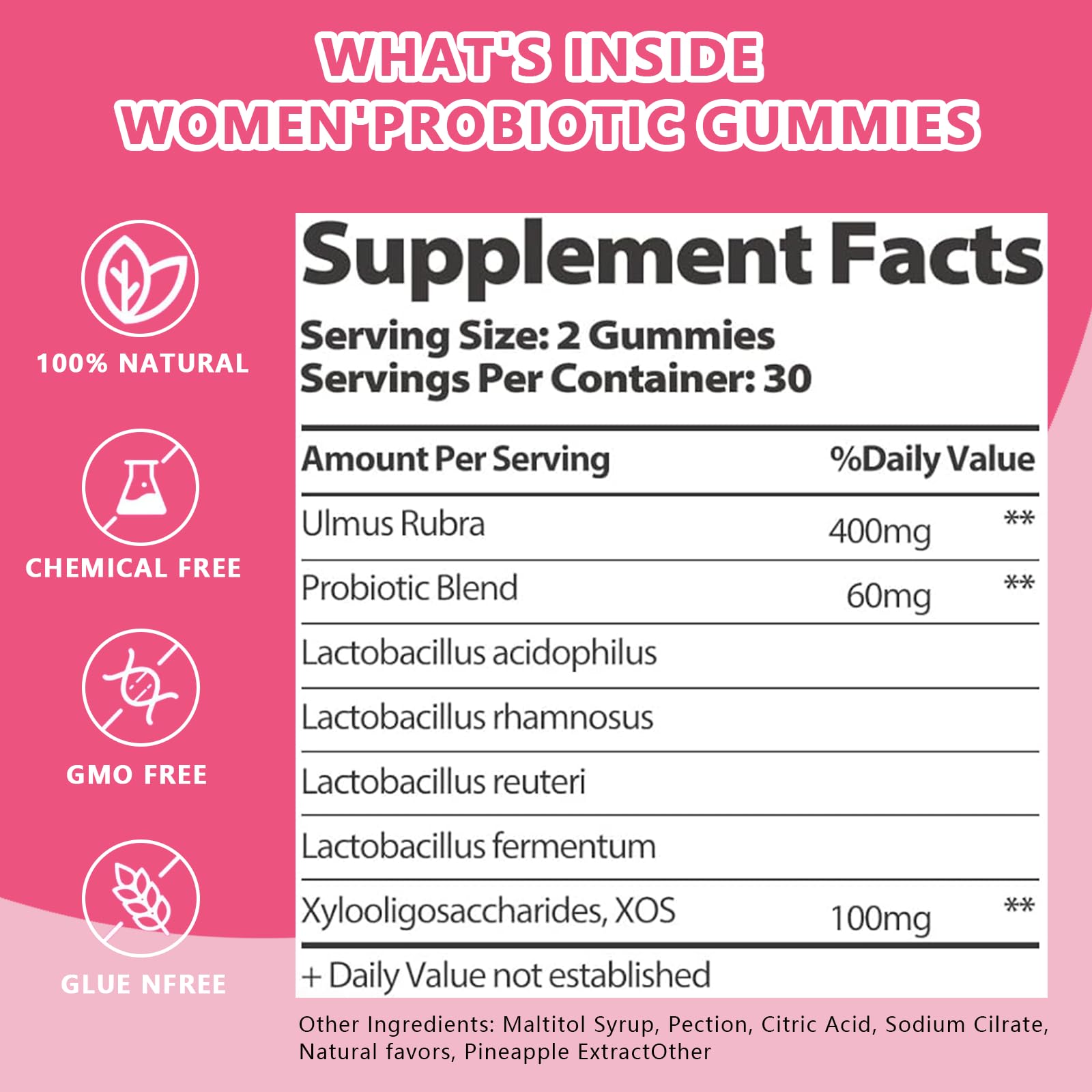 Itiban Feminine Vaginal Probiotics Gummies, Supports pH Balance & Digestive Health, Slippery Elm for Women, Suagr-Free - Maple Wellness Supplements