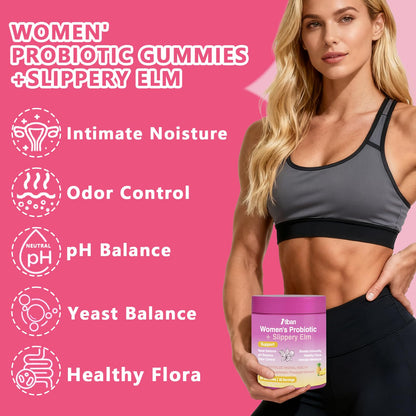 Itiban Feminine Vaginal Probiotics Gummies, Supports pH Balance & Digestive Health, Slippery Elm for Women, Suagr-Free - Maple Wellness Supplements