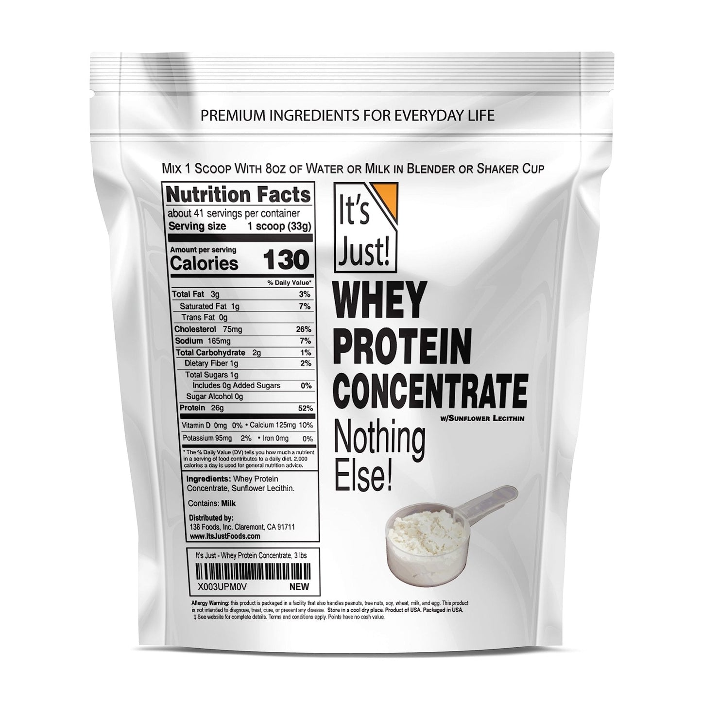 It's Just! - 100% Whey Protein Concentrate, Made in USA, Premium WPC-80, No Added - Maple Wellness Supplements