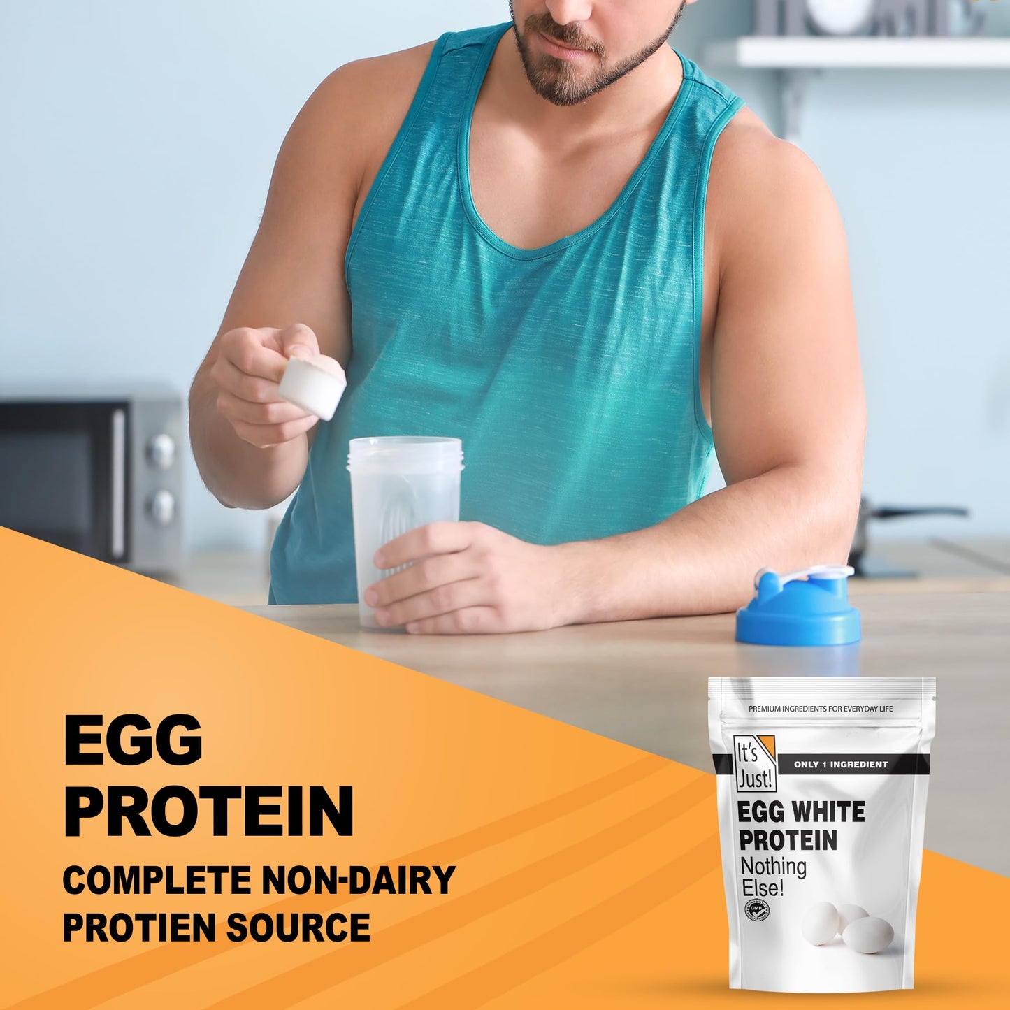 It's Just! - Egg White Protein Powder, Made in USA from Cage-Free Eggs, Dried Egg Whites (Unflavored, 8oz) - Maple Wellness Supplements
