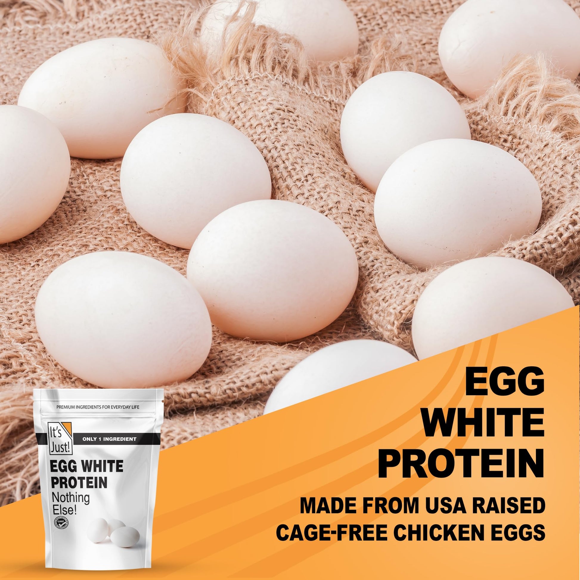 It's Just! - Egg White Protein Powder, Made in USA from Cage-Free Eggs, Dried Egg Whites (Unflavored, 8oz) - Maple Wellness Supplements