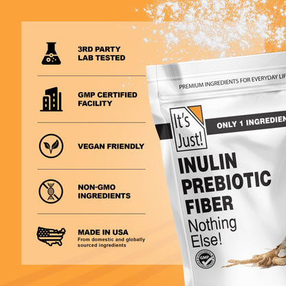 It's Just! - Inulin Prebiotic Fiber, Water Soluble, Chicory Root Powder, Promotes Gut Health, Made in USA, Product of Belgium, Vegan/Keto Friendly - Maple Wellness Supplements