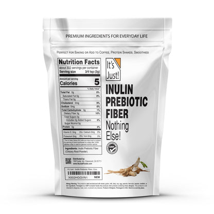 It's Just! - Inulin Prebiotic Fiber, Water Soluble, Chicory Root Powder, Promotes Gut Health, Made in USA, Product of Belgium, Vegan/Keto Friendly - Maple Wellness Supplements
