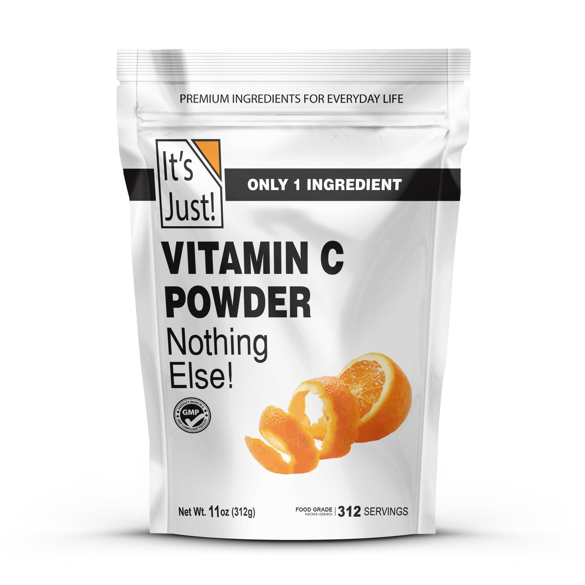It's Just! - Vitamin C Powder, 100% Pure L-Ascorbic Acid, Food Grade, Immune Support, Homemade Cosmetics (11oz) - Maple Wellness Supplements