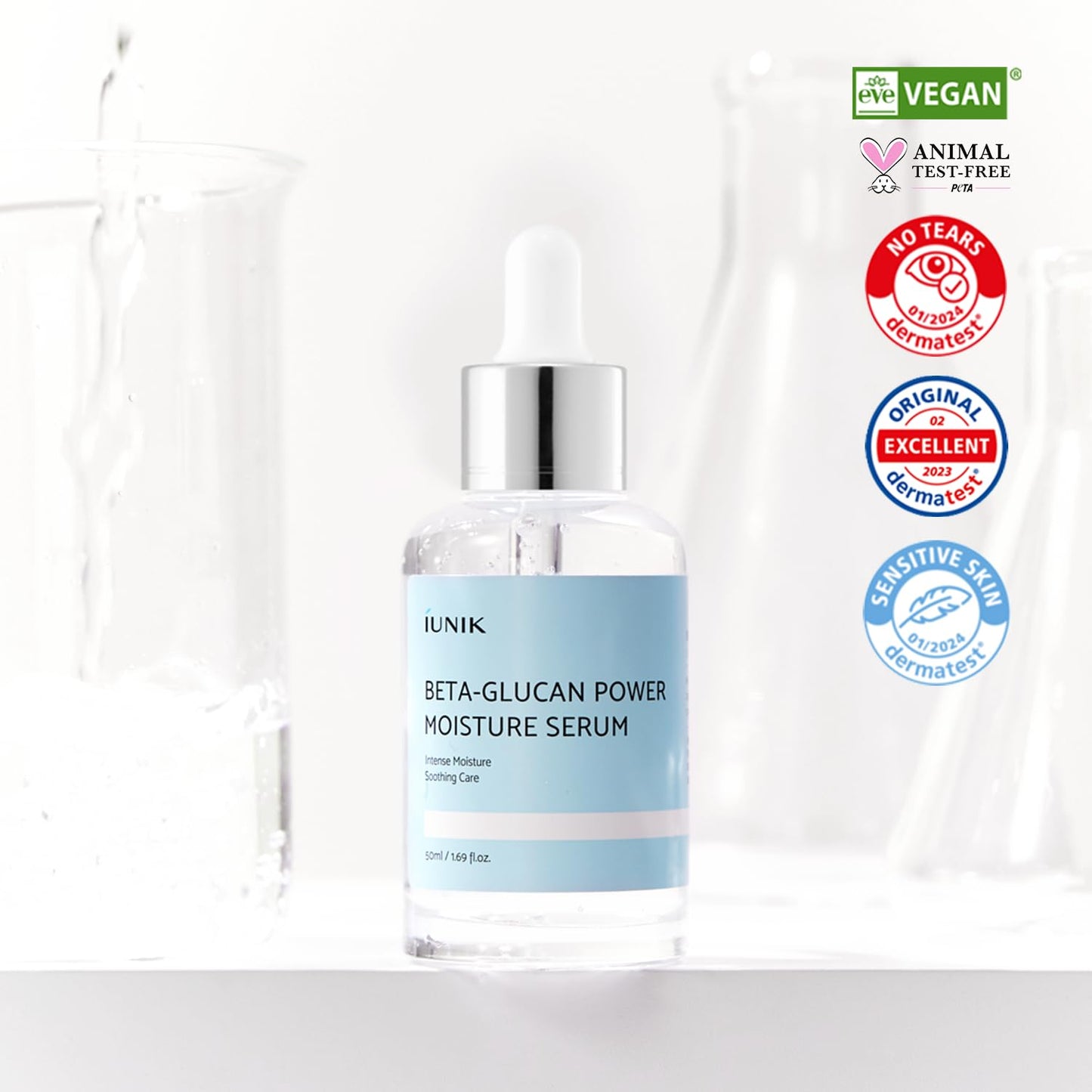IUNIK Beta-Glucan Power Moisture Serum – Beta-Glucan & 7 Types of Peptides Deep Hydration Vegan Serum for Dry - Maple Wellness Supplements