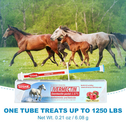 Ivermectin Horse Paste Dewormer , Horse Wormer Paste, Apple Flavor, 0.21 Ounces, 6 Pack - Maple Wellness Supplements