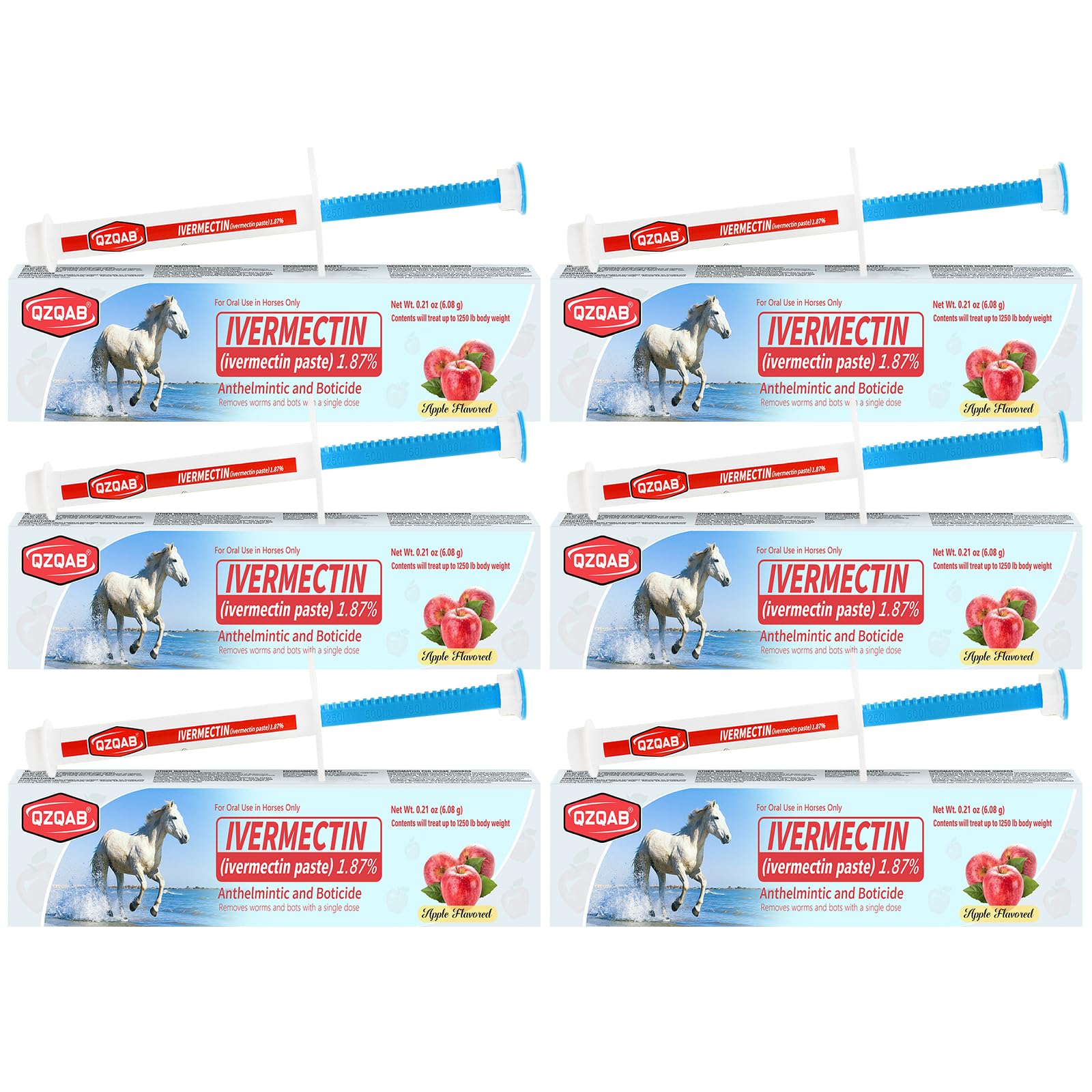 Ivermectin Horse Paste Dewormer , Horse Wormer Paste, Apple Flavor, 0.21 Ounces, 6 Pack - Maple Wellness Supplements