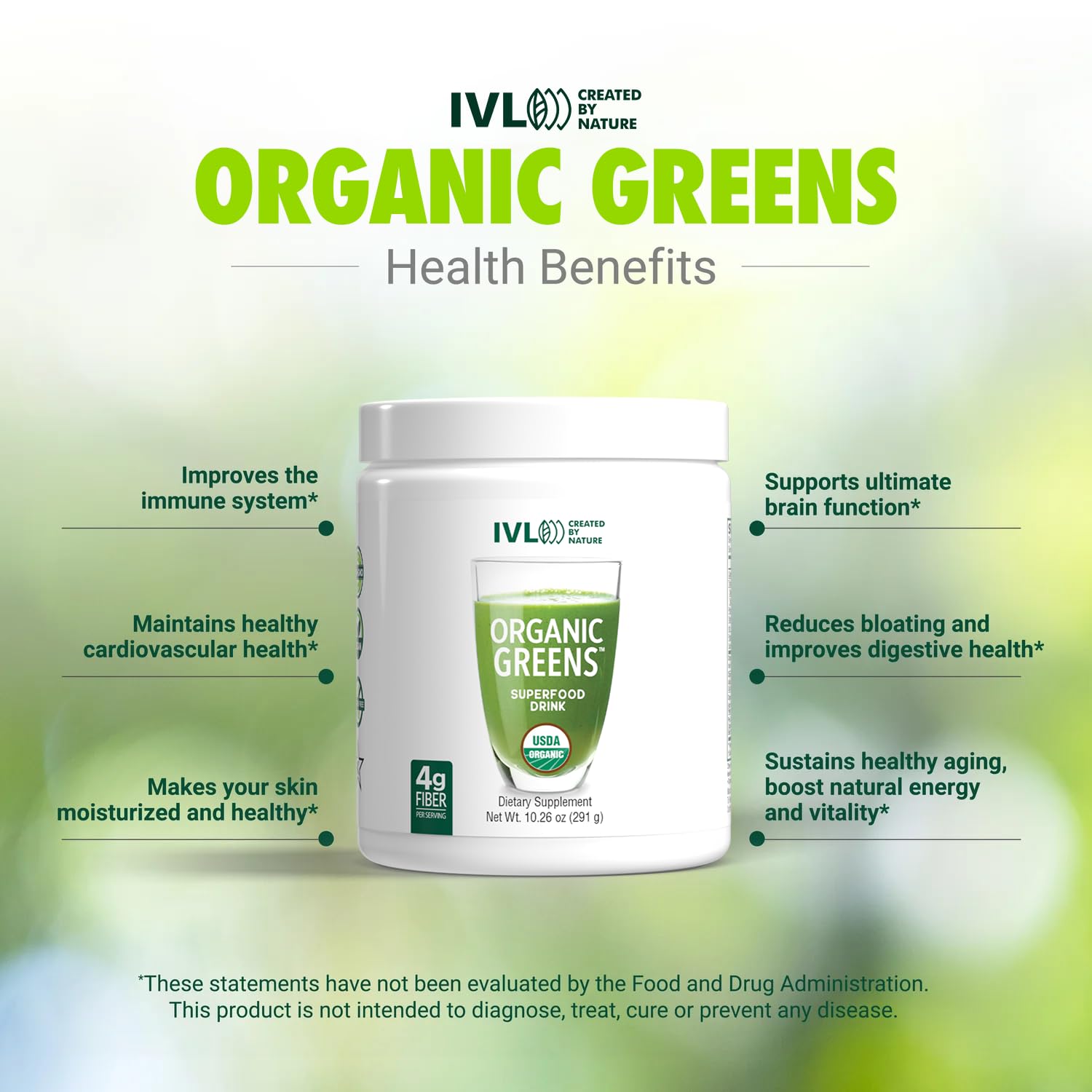 IVL - Organic Greens - Organic Superfood Drink - Loaded with Antioxidants, Micronutrients, Prebiotics & Probiotics - for Immune Support, Digestive Health - Great Taste (1 Pack, 30 Servings) - Maple Wellness Supplements