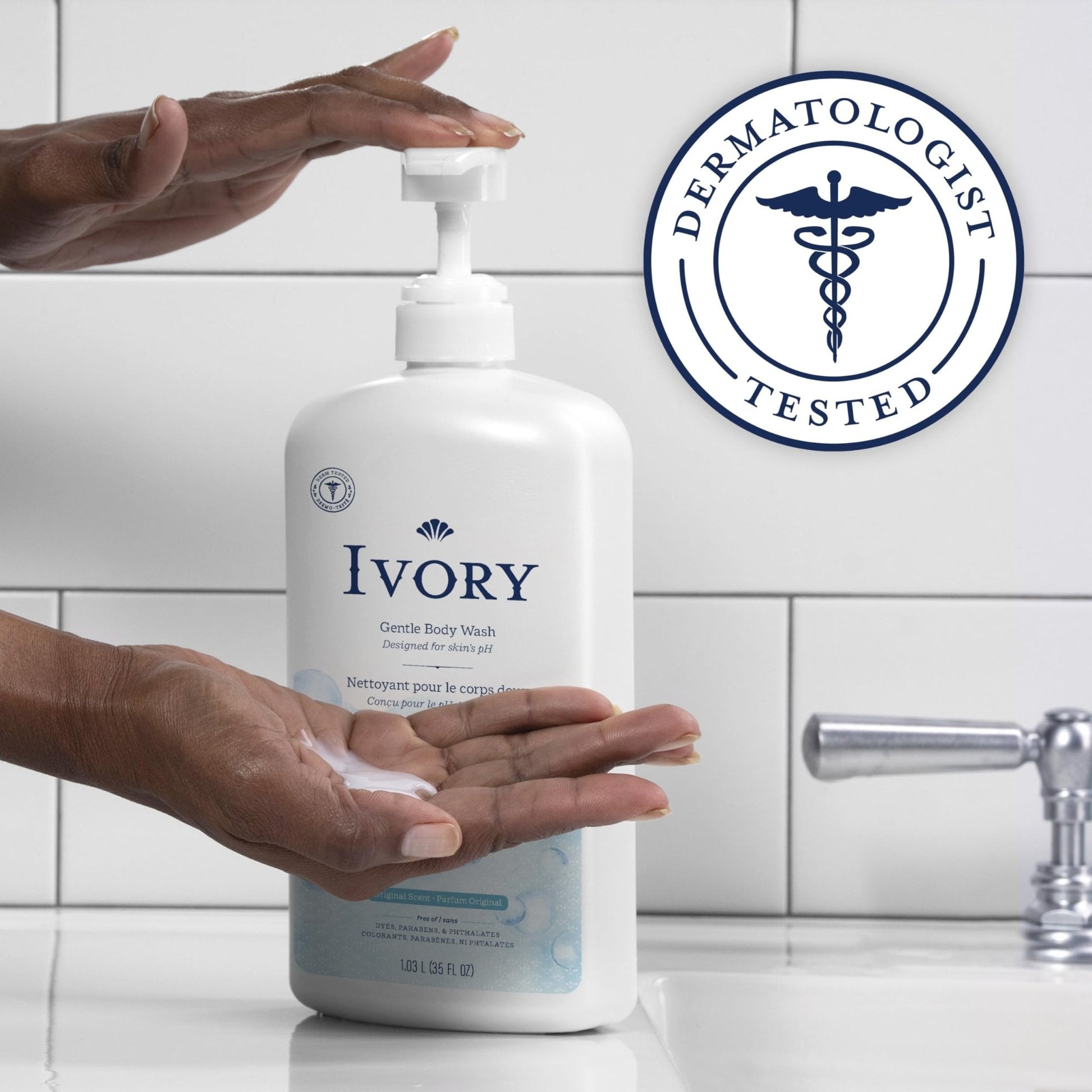 Ivory Body Wash, Designed for the Whole Family, Gentle Formula, Free of Dyes Heavy Perfumes Parabens Phthalates & Silicones - Maple Wellness Supplements
