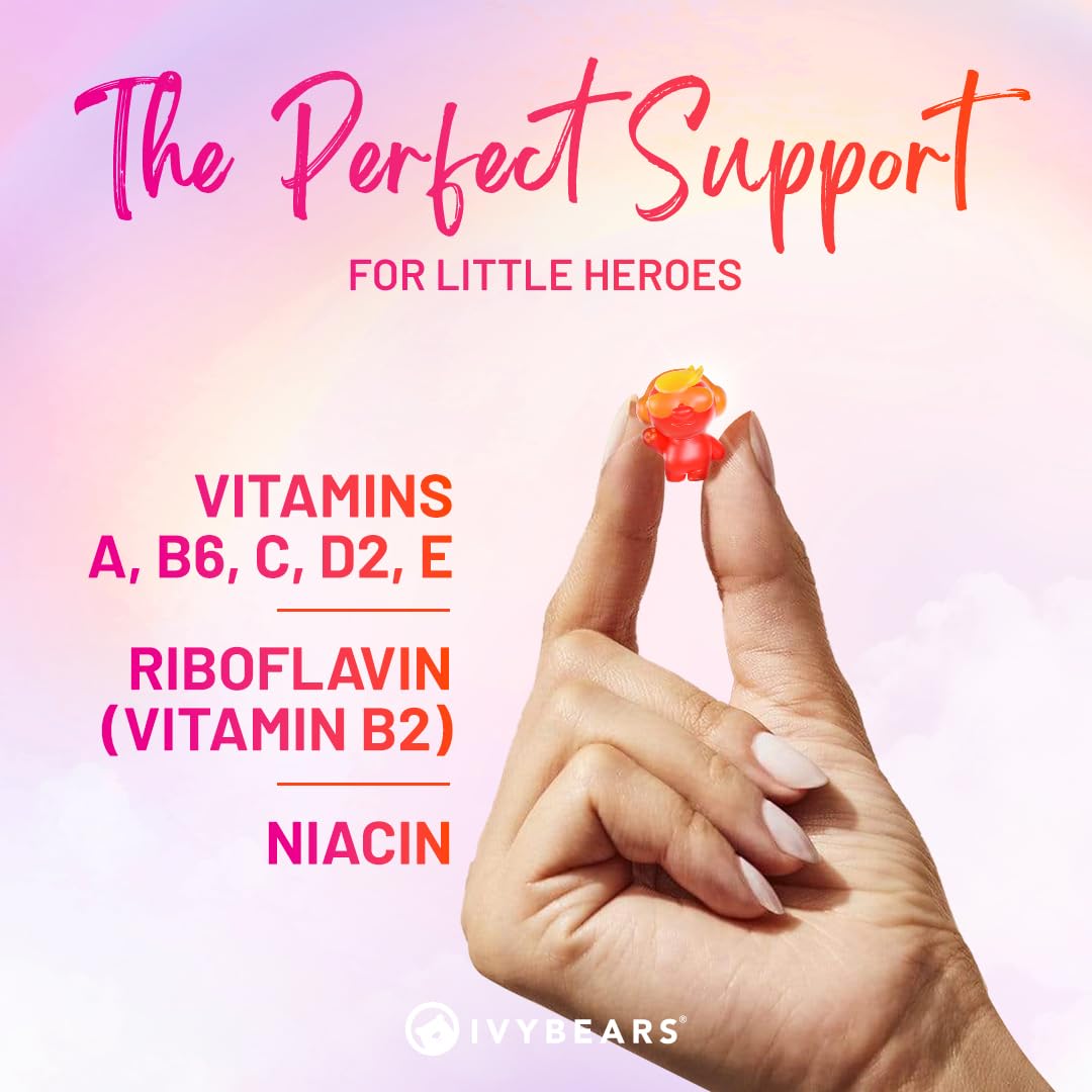 IvyBears® Superpower Kids - Multivitamin Gummies for Immune Support - Strengthen Children's Immune Systems with Vitamins C, D2, B6, A - Maple Wellness Supplements