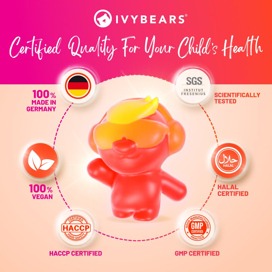 IvyBears® Superpower Kids - Multivitamin Gummies for Immune Support - Strengthen Children's Immune Systems with Vitamins C, D2, B6, A - Maple Wellness Supplements