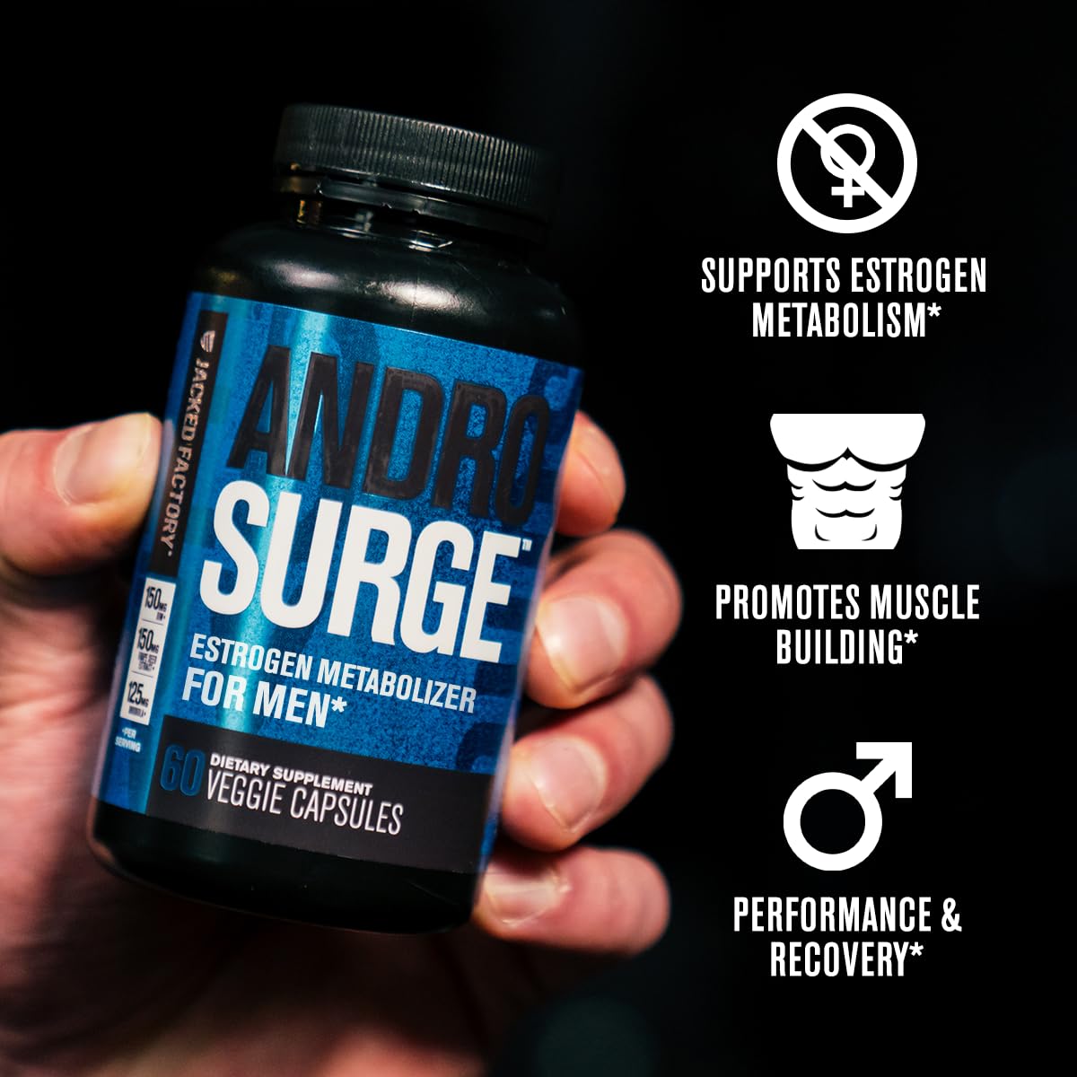 Jacked Factory Androsurge Estrogen Blocker for Men - Natural Testosterone Booster for Men & Estrogen Metabolizer with Tongkat Ali, DIM, Long Jack & More - Maple Wellness Supplements