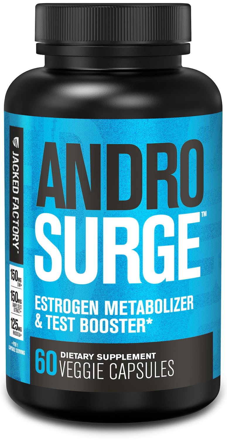 Jacked Factory Androsurge Estrogen Blocker for Men - Natural Testosterone Booster for Men & Estrogen Metabolizer with Tongkat Ali, DIM, Long Jack & More - Maple Wellness Supplements
