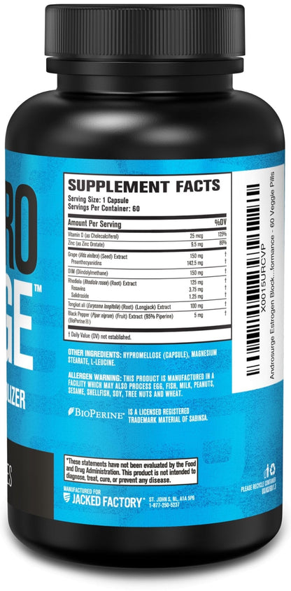 Jacked Factory Androsurge Estrogen Blocker for Men - Natural Testosterone Booster for Men & Estrogen Metabolizer with Tongkat Ali, DIM, Long Jack & More - Maple Wellness Supplements