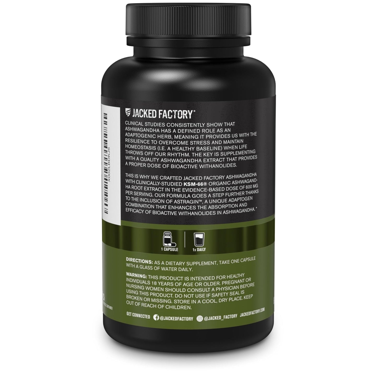 Jacked Factory Ashwagandha Root Extract (KSM-66 Ashwagandha) w/ 5% Withanolides - Supplement for Natural Stress Relief, Cognitive Function, Vitality, and Mood Support - 60 Veggie Capsules - Maple Wellness Supplements