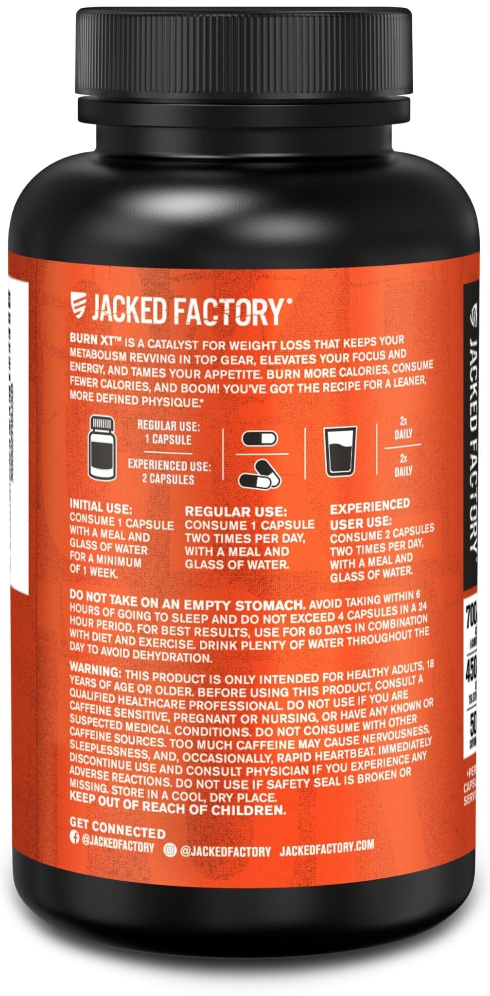 Jacked Factory Burn-XT Clinically Studied Fat Burner & Weight Loss Supplement - Appetite Suppressant & Energy Booster - with Acetyl L-Carnitine - Maple Wellness Supplements