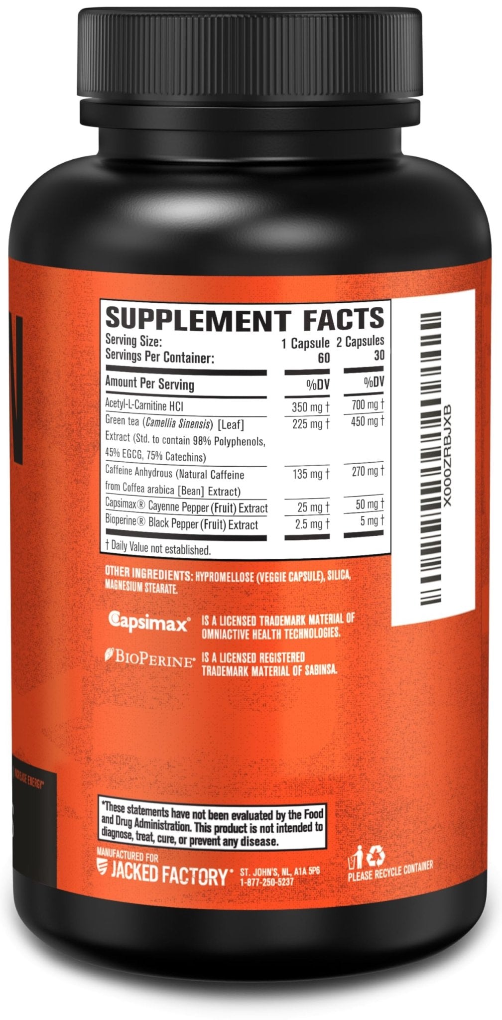 Jacked Factory Burn-XT Clinically Studied Fat Burner & Weight Loss Supplement - Appetite Suppressant & Energy Booster - with Acetyl L-Carnitine - Maple Wellness Supplements