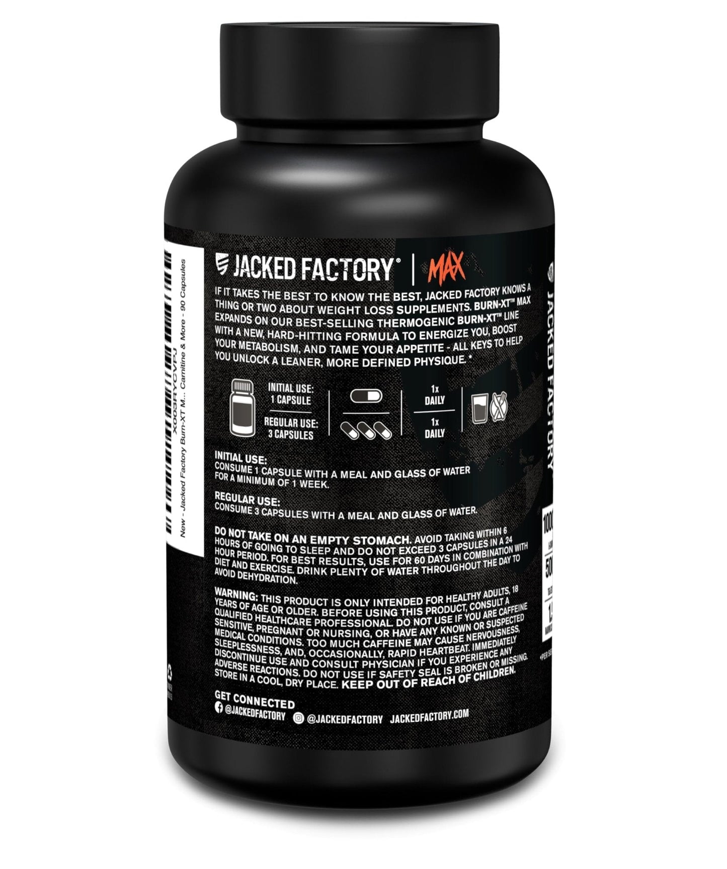 Jacked Factory Burn-XT Max - High-Performance Thermogenic Fat Burner & Appetite Suppressant for Weight Loss w/PurCaf Organic Caffeine, MitoBurn, Green Tea - Maple Wellness Supplements