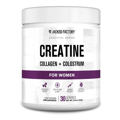 Jacked Factory Creatine for Women - Creatine Monohydrate with Collagen + Colostrum to Support Workout Performance, Lean Muscle Growth, Healthy Hair, Skin, - Maple Wellness Supplements