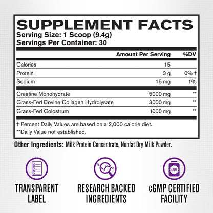 Jacked Factory Creatine for Women - Creatine Monohydrate with Collagen + Colostrum to Support Workout Performance, Lean Muscle Growth, Healthy Hair, Skin, - Maple Wellness Supplements
