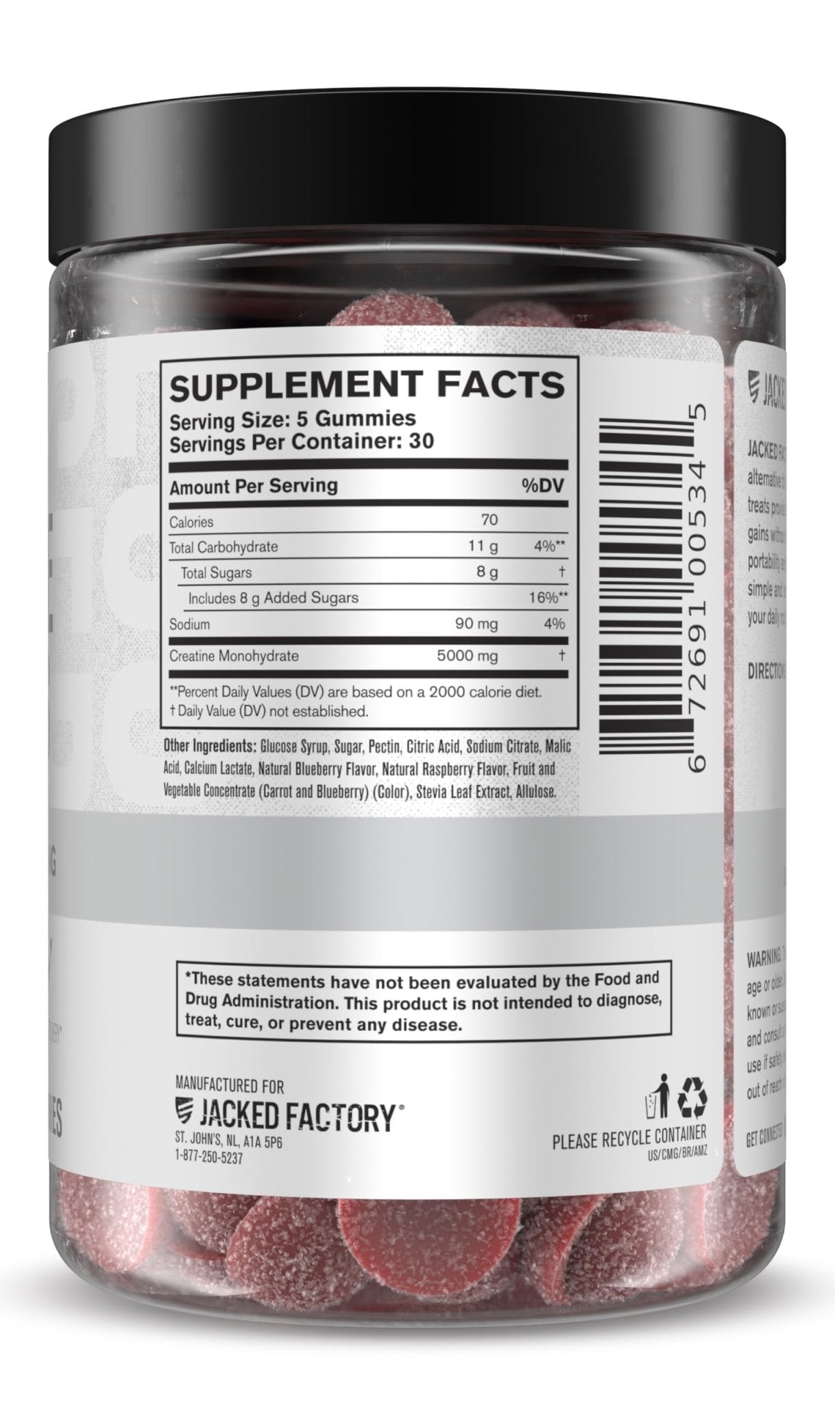 Jacked Factory Creatine Gummies 5g Daily Dose (1g per Gummy) - Creatine Gummy for Men and Women, Vegan-Friendly, Travel-Friendly, Third-Party Tested - 150 Gummies, Blue Raspberry - Maple Wellness Supplements