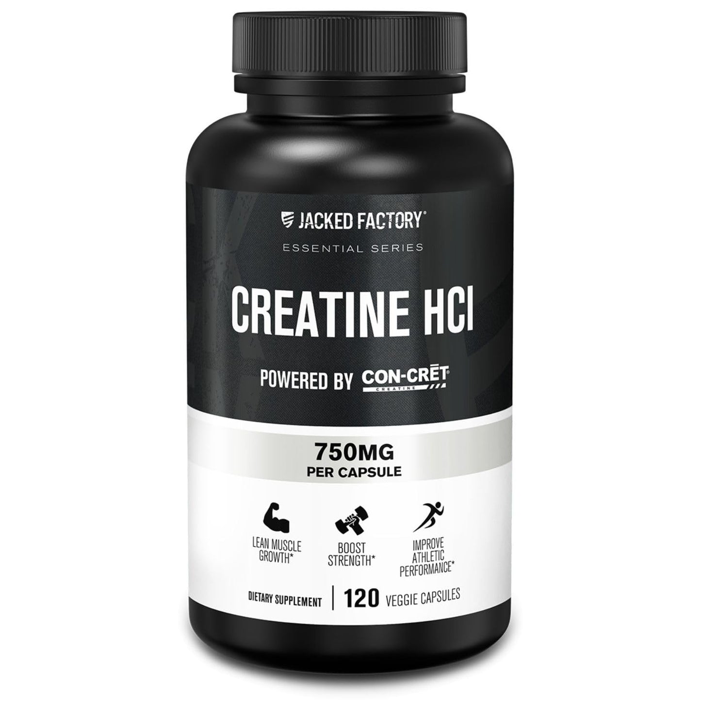 Jacked Factory Creatine HCl Capsules - CON CRET Creatine Pills 750mg - Lean Muscle Growth & Recovery, Boost Strength & Endurance, No Bloating or Cramps - 120 Capsules - Maple Wellness Supplements