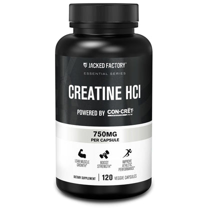 Jacked Factory Creatine HCl Capsules - CON CRET Creatine Pills 750mg - Lean Muscle Growth & Recovery, Boost Strength & Endurance, No Bloating or Cramps - 120 Capsules - Maple Wellness Supplements