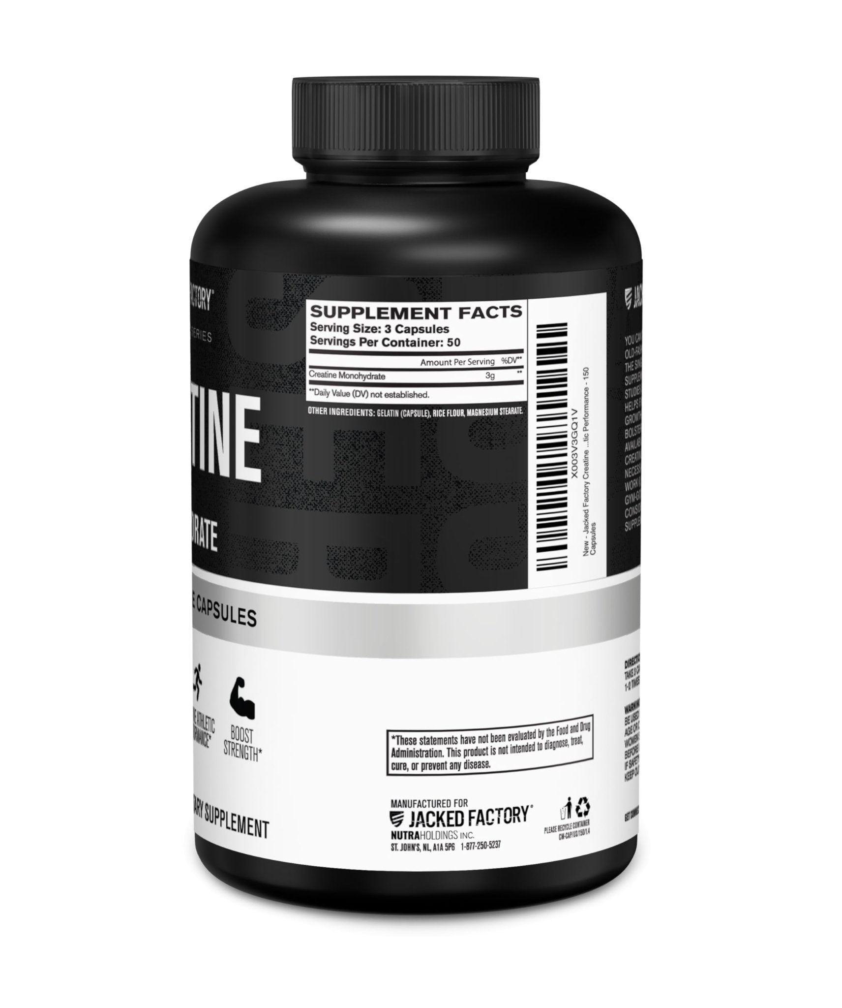 Jacked Factory Creatine Monohydrate Capsules - Creatine Pills for Muscle Growth, Increased Strength, Enhanced Energy Output and Improved Athletic Performance - 150 Capsules - Maple Wellness Supplements