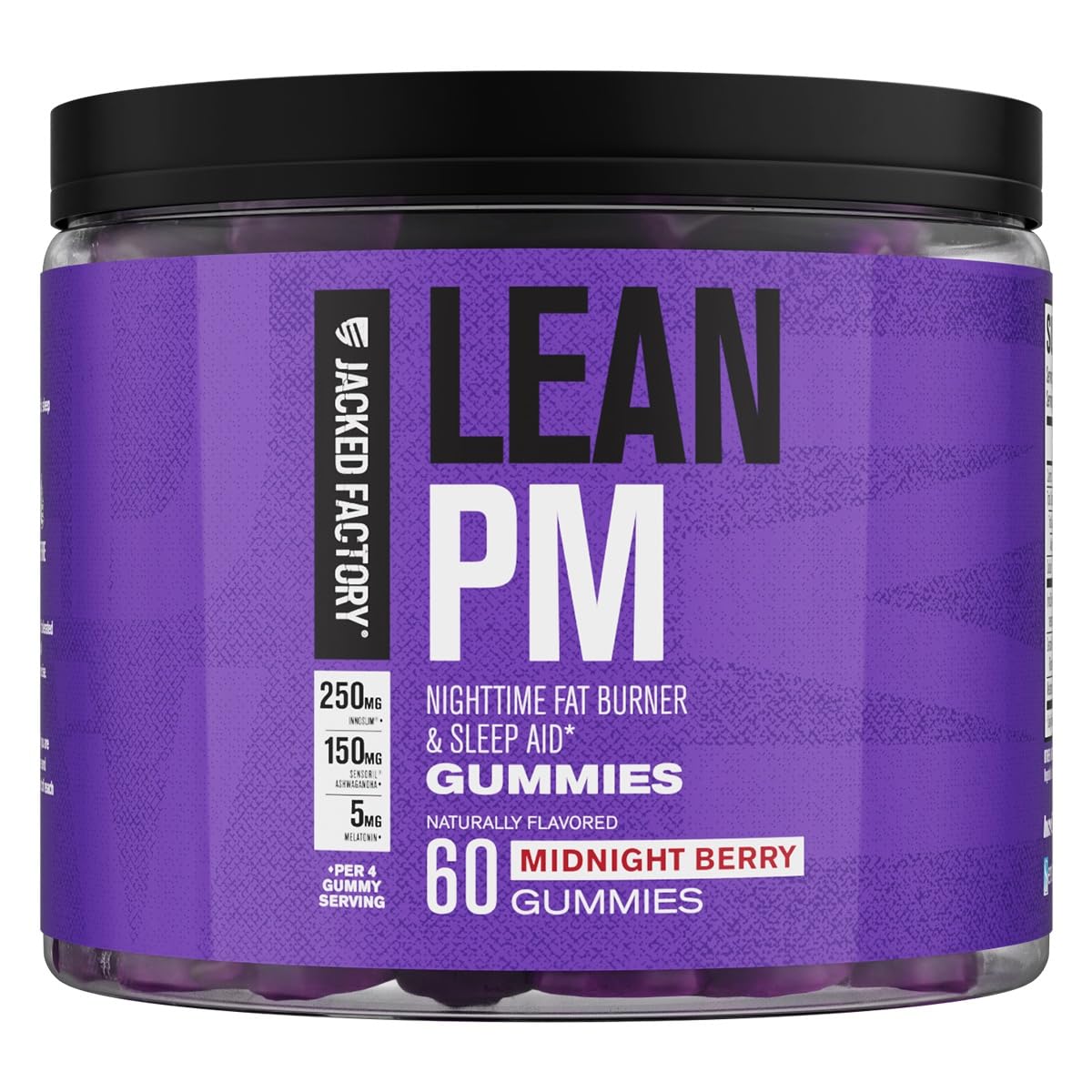 Jacked Factory Lean PM Weight Loss Gummies - Night Time Fat Burner & Appetite Suppressant Sleep Supplement with Melatonin & Ashwagandha - Maple Wellness Supplements