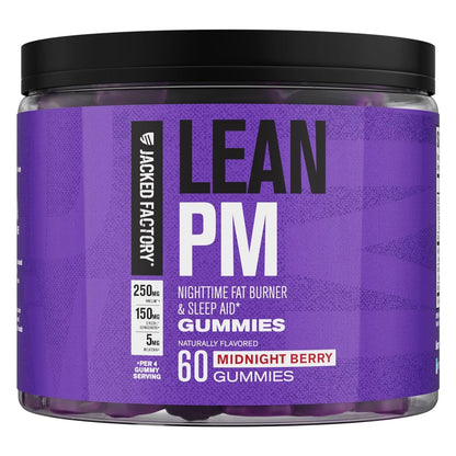Jacked Factory Lean PM Weight Loss Gummies - Night Time Fat Burner & Appetite Suppressant Sleep Supplement with Melatonin & Ashwagandha - Maple Wellness Supplements