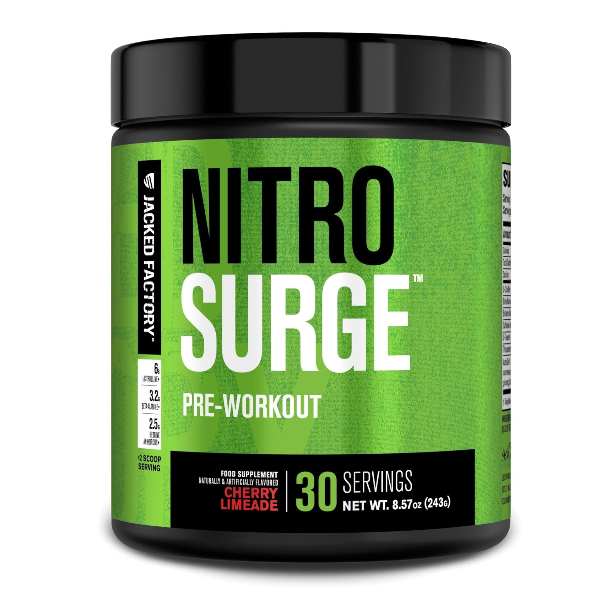Jacked Factory NITROSURGE Pre Workout Supplement - Endless Energy, Instant Strength Gains, Clear Focus, Intense Pumps - NO Booster & Preworkout Powder with Beta Alanine - Maple Wellness Supplements
