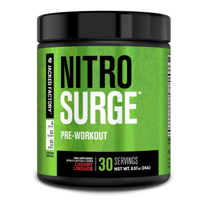 Jacked Factory NITROSURGE Pre Workout Supplement - Endless Energy, Instant Strength Gains, Clear Focus, Intense Pumps - NO Booster & Preworkout Powder with Beta Alanine - Maple Wellness Supplements