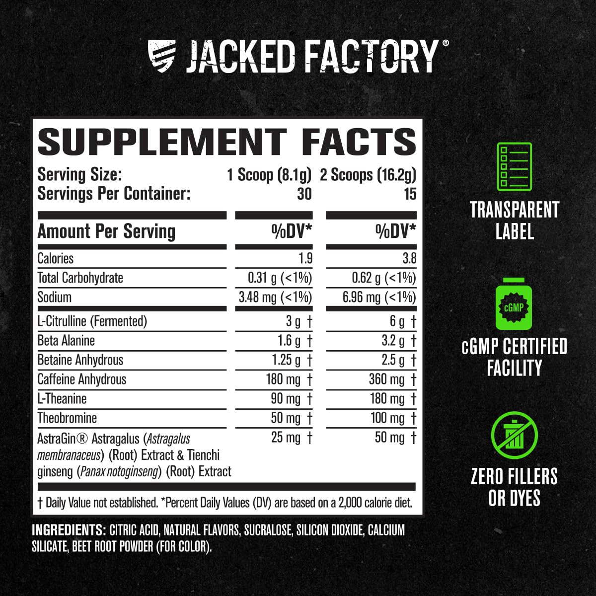 Jacked Factory NITROSURGE Pre Workout Supplement - Endless Energy, Instant Strength Gains, Clear Focus, Intense Pumps - NO Booster & Preworkout Powder with Beta Alanine - Maple Wellness Supplements