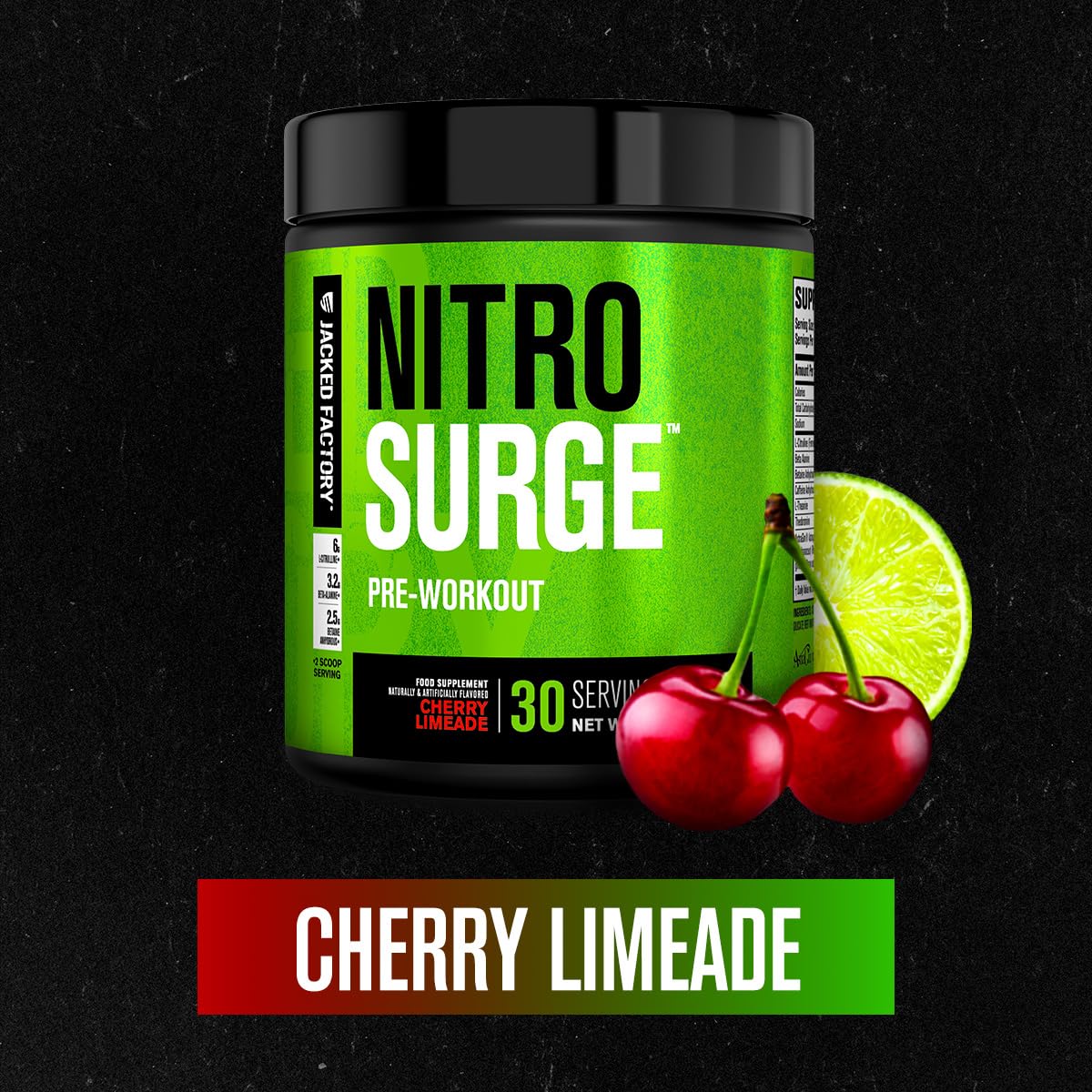 Jacked Factory NITROSURGE Pre Workout Supplement - Endless Energy, Instant Strength Gains, Clear Focus, Intense Pumps - NO Booster & Preworkout Powder with Beta Alanine - Maple Wellness Supplements