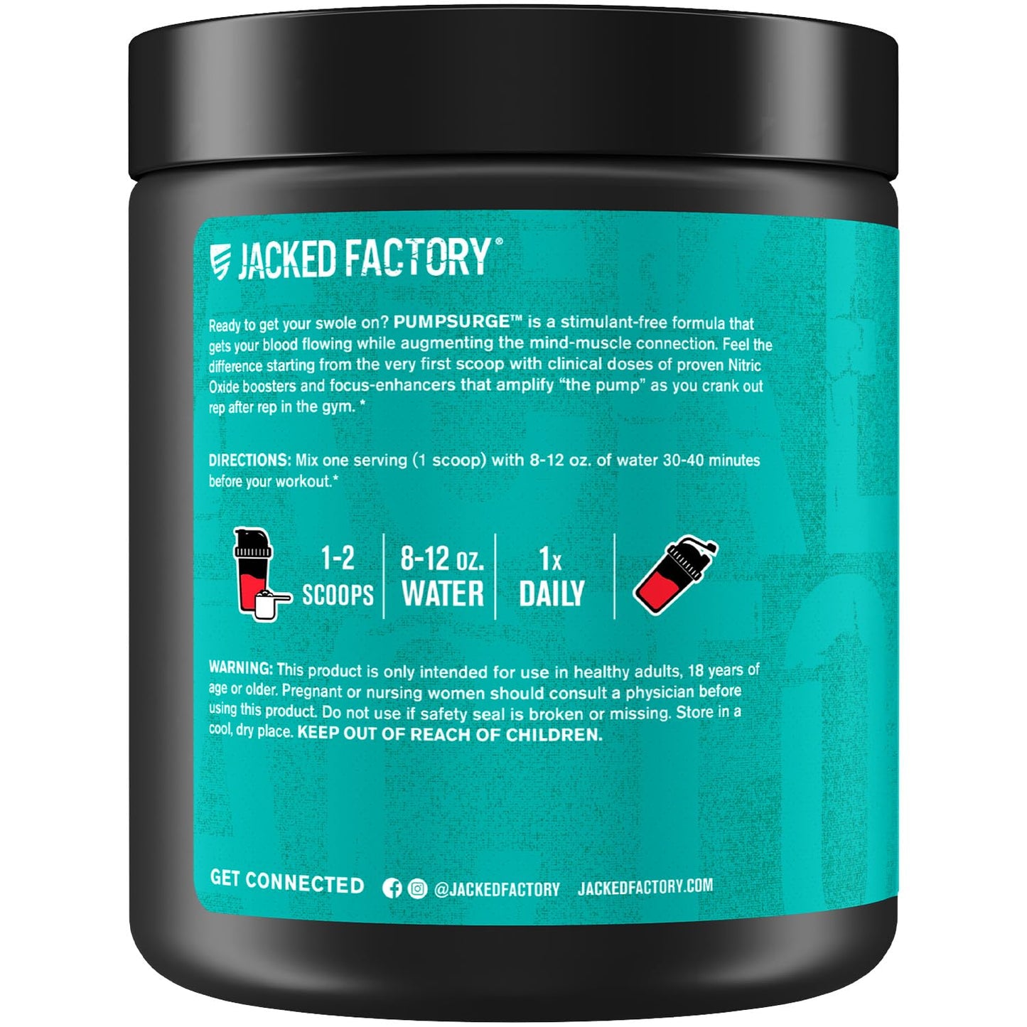 Jacked Factory Pumpsurge Caffeine Free Pre Workout for Men & Women - Booster & Stim Free Pre Workout - Intense Pumps, Enhanced Focus - 30 Servings, Cherry Limeade 8.83oz - Maple Wellness Supplements