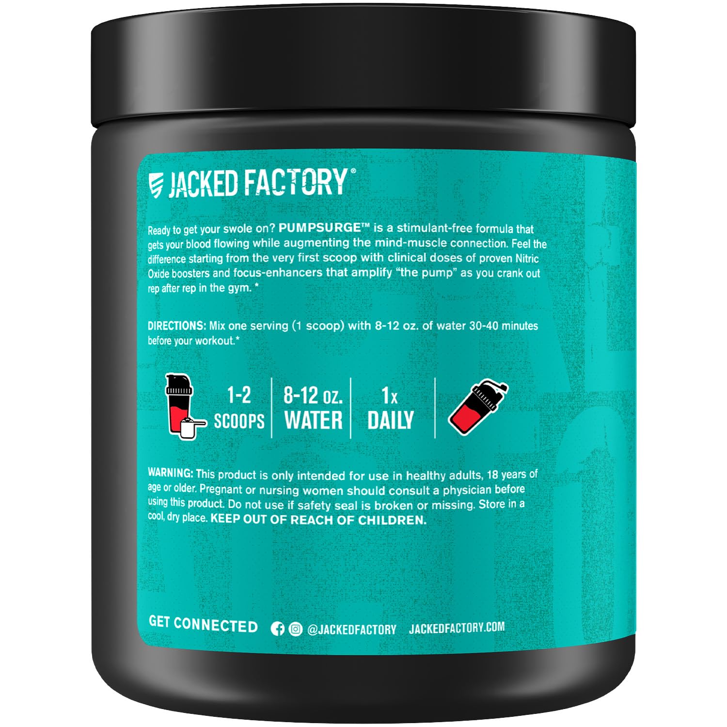 Jacked Factory Pumpsurge Caffeine Free Pre Workout for Men & Women - Booster & Stim Free Pre Workout - Intense Pumps, Enhanced Focus - 30 Servings, Cherry Limeade 8.83oz - Maple Wellness Supplements
