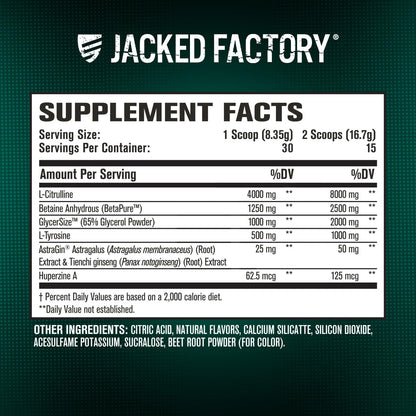 Jacked Factory Pumpsurge Caffeine Free Pre Workout for Men & Women - Booster & Stim Free Pre Workout - Intense Pumps, Enhanced Focus - 30 Servings, Cherry Limeade 8.83oz - Maple Wellness Supplements