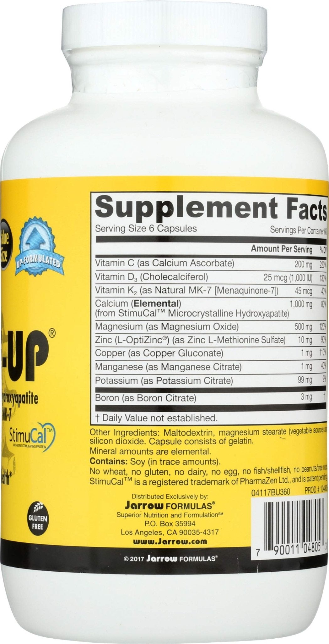 Jarrow Formulas BoneUp for Bone Density - Vitamin D3 and K2, Calcium Support, 360 Capsules, Promotes Skeletal Nutrition, Up to 60 Days Supply - Maple Wellness Supplements