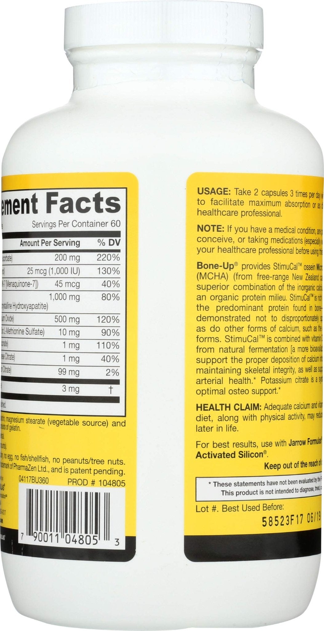 Jarrow Formulas BoneUp for Bone Density - Vitamin D3 and K2, Calcium Support, 360 Capsules, Promotes Skeletal Nutrition, Up to 60 Days Supply - Maple Wellness Supplements