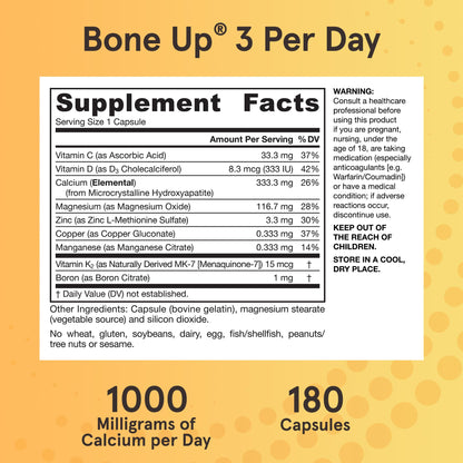 Jarrow Formulas BoneUp Three Per Day for Bone Density and Skeletal Nutrition, Includes Vitamin D3, K2 (as MK-7) and Calcium - Maple Wellness Supplements