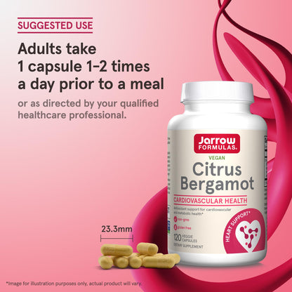 Jarrow Formulas Citrus Bergamot Supplement 500 mg - 120 Servings (Veggie Caps) - Antioxidant Support for Cardiovascular & Metabolic Health - Dietary Supplement - Maple Wellness Supplements