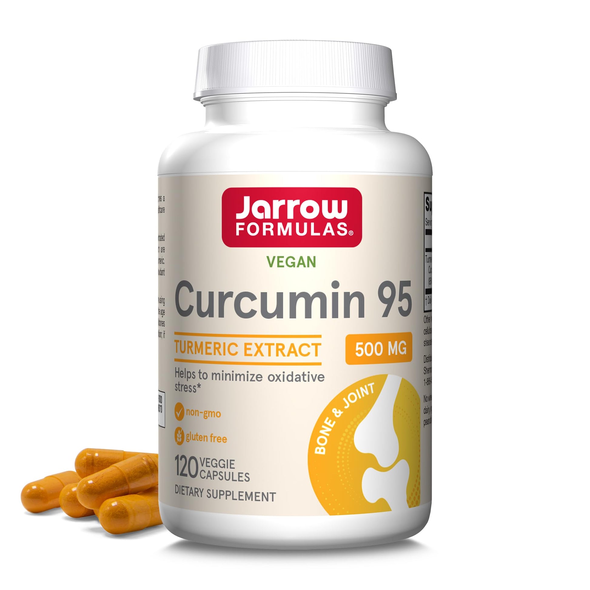 Jarrow Formulas Curcumin 95 Supplement - Turmeric Extract Supplement, 500 mg for Antioxidant & Joint Support, 120 Capsules - Maple Wellness Supplements