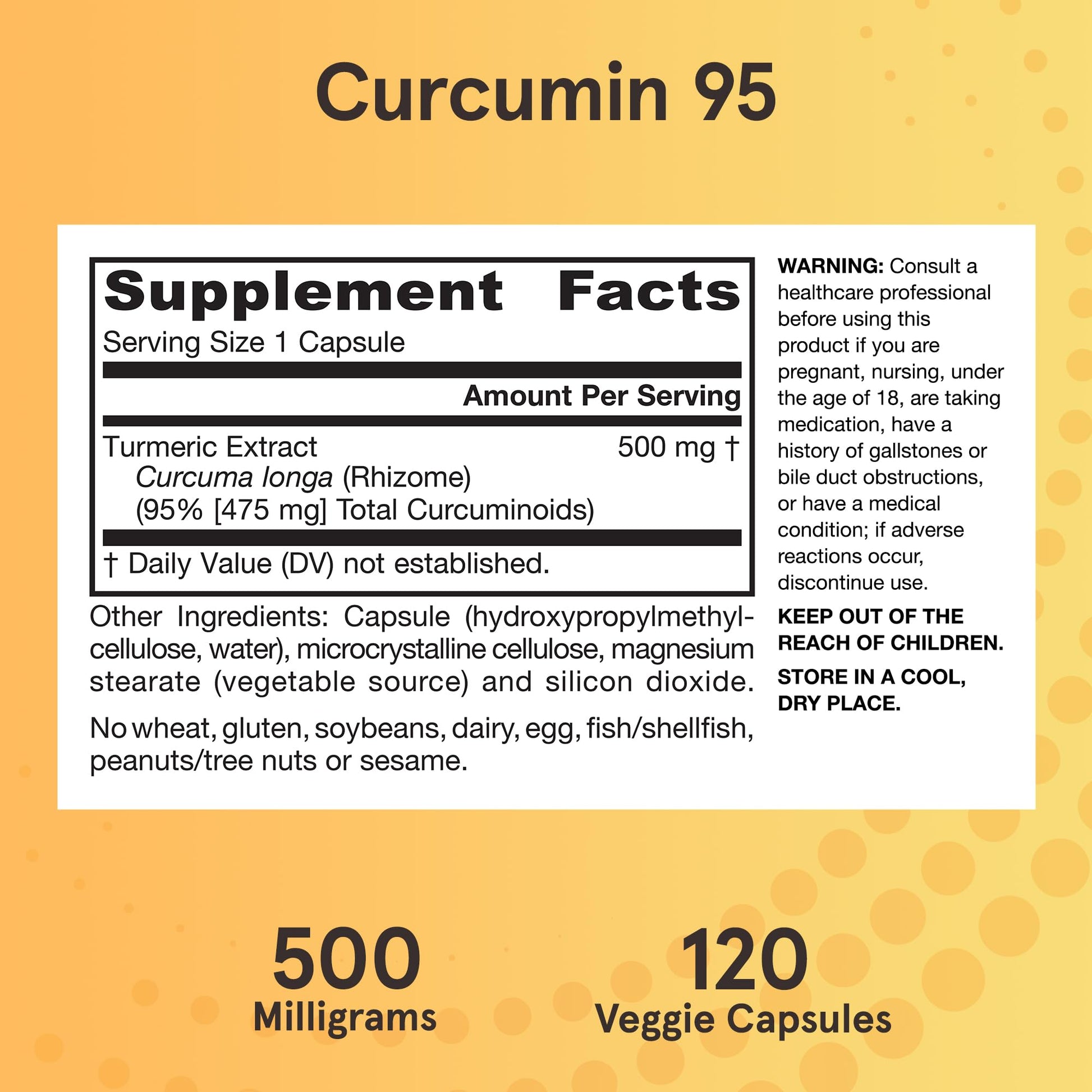 Jarrow Formulas Curcumin 95 Supplement - Turmeric Extract Supplement, 500 mg for Antioxidant & Joint Support, 120 Capsules - Maple Wellness Supplements