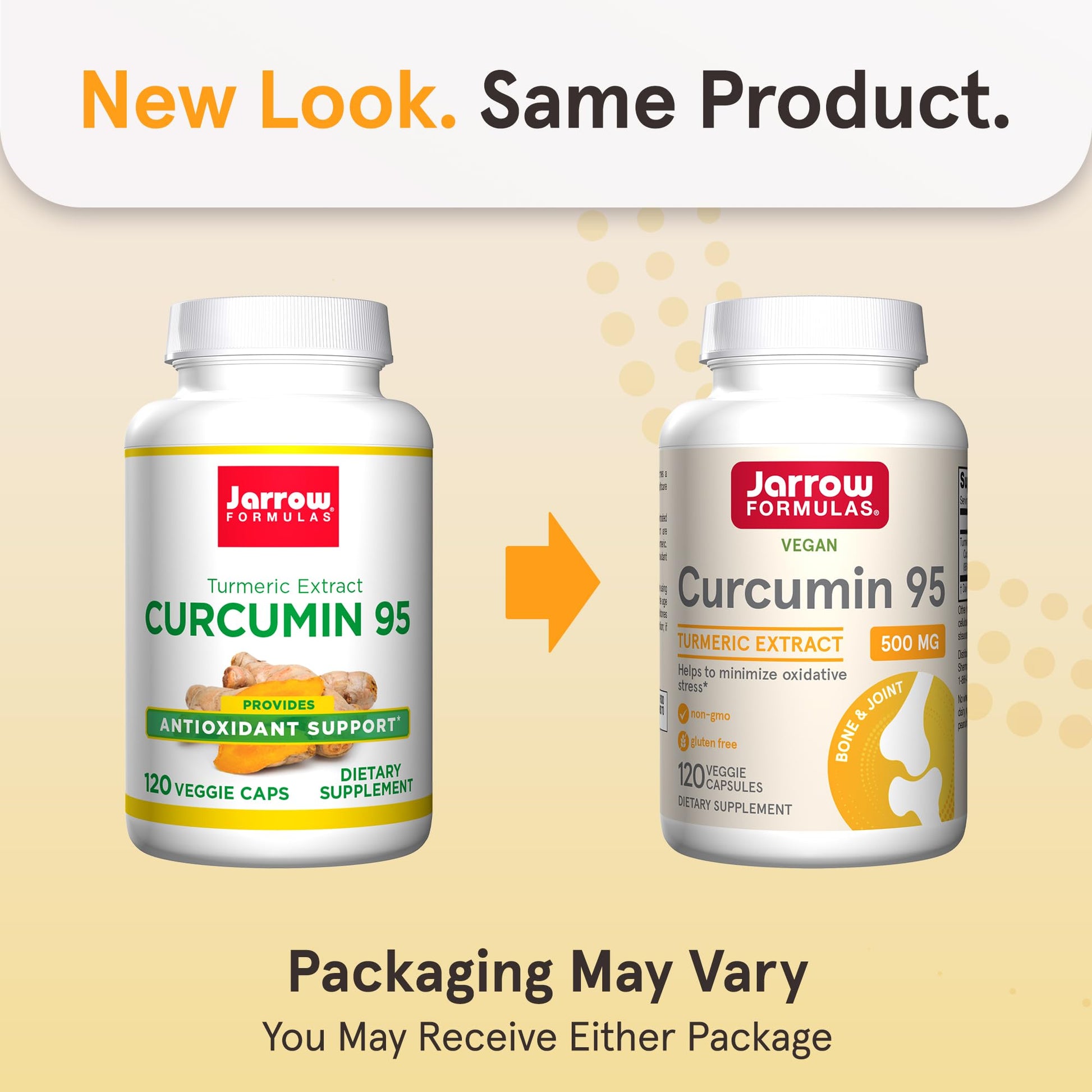 Jarrow Formulas Curcumin 95 Supplement - Turmeric Extract Supplement, 500 mg for Antioxidant & Joint Support, 120 Capsules - Maple Wellness Supplements